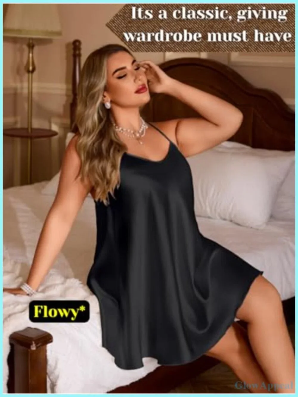 Plus Size Satin Nightgown, Crisscross Backless A-Line Mini Slip Dress, Wedding